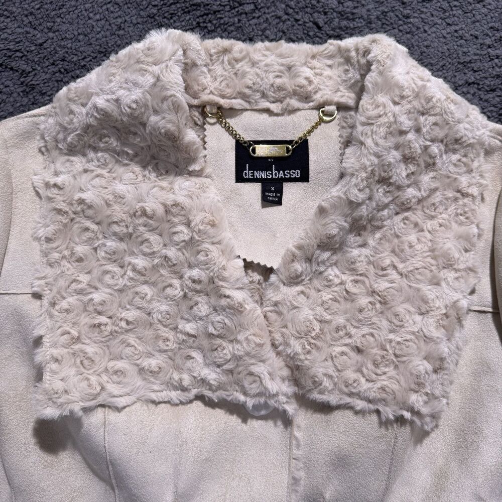 Dennis by Dennis Basso Size Small Ultra Soft Faux Fur Ivory Coat Jacket Button
